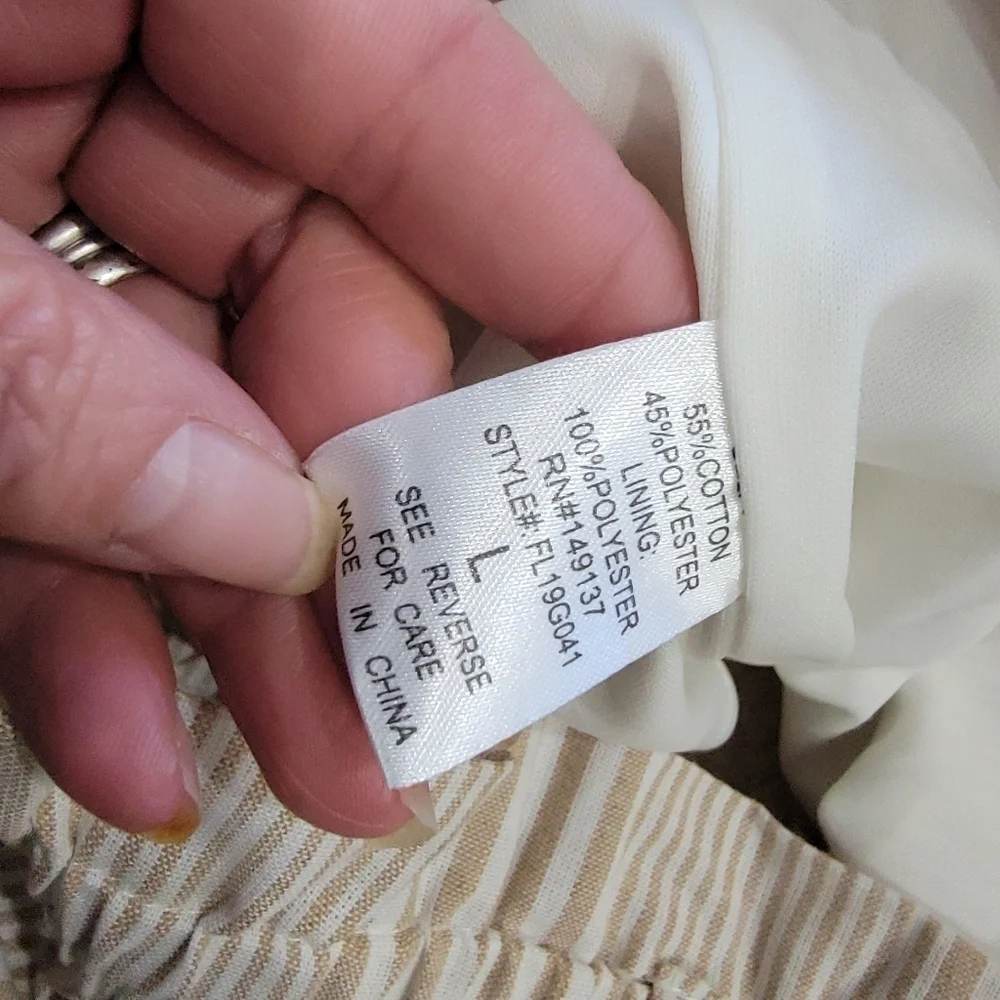 Favlux Stripes Cotton blend Paper bag Waist Skirt Size Large Button Front